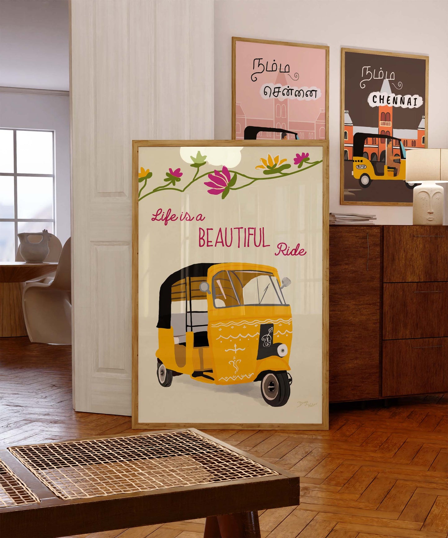 Colorful tuk-tuk rickshaw art print for travel lovers