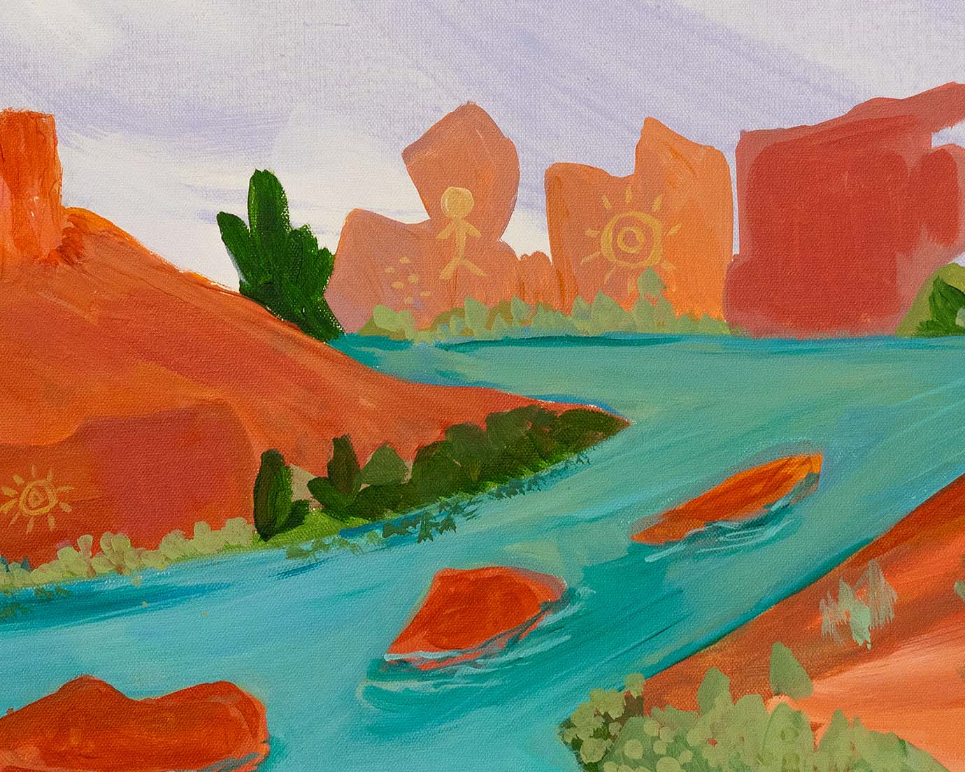 Modern desert art depicting abstract canyon formations.