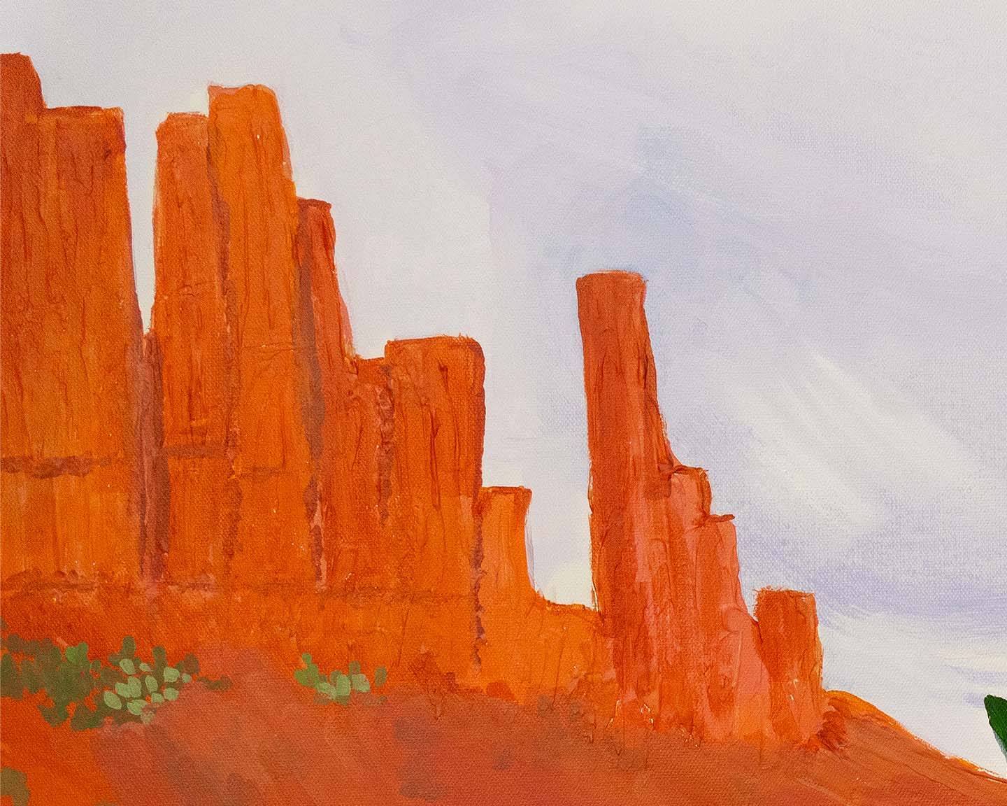 Bold abstract desert painting with canyon views.