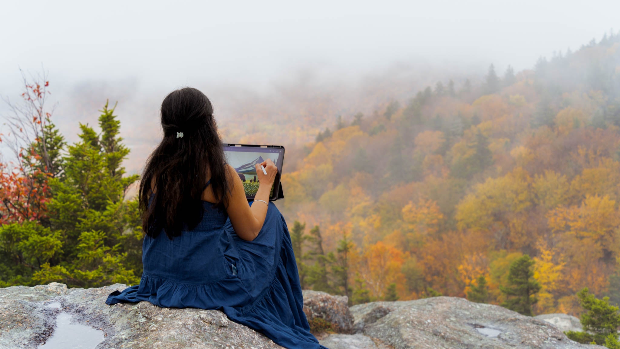 Divya Natur making a digital painting inspired by Nature