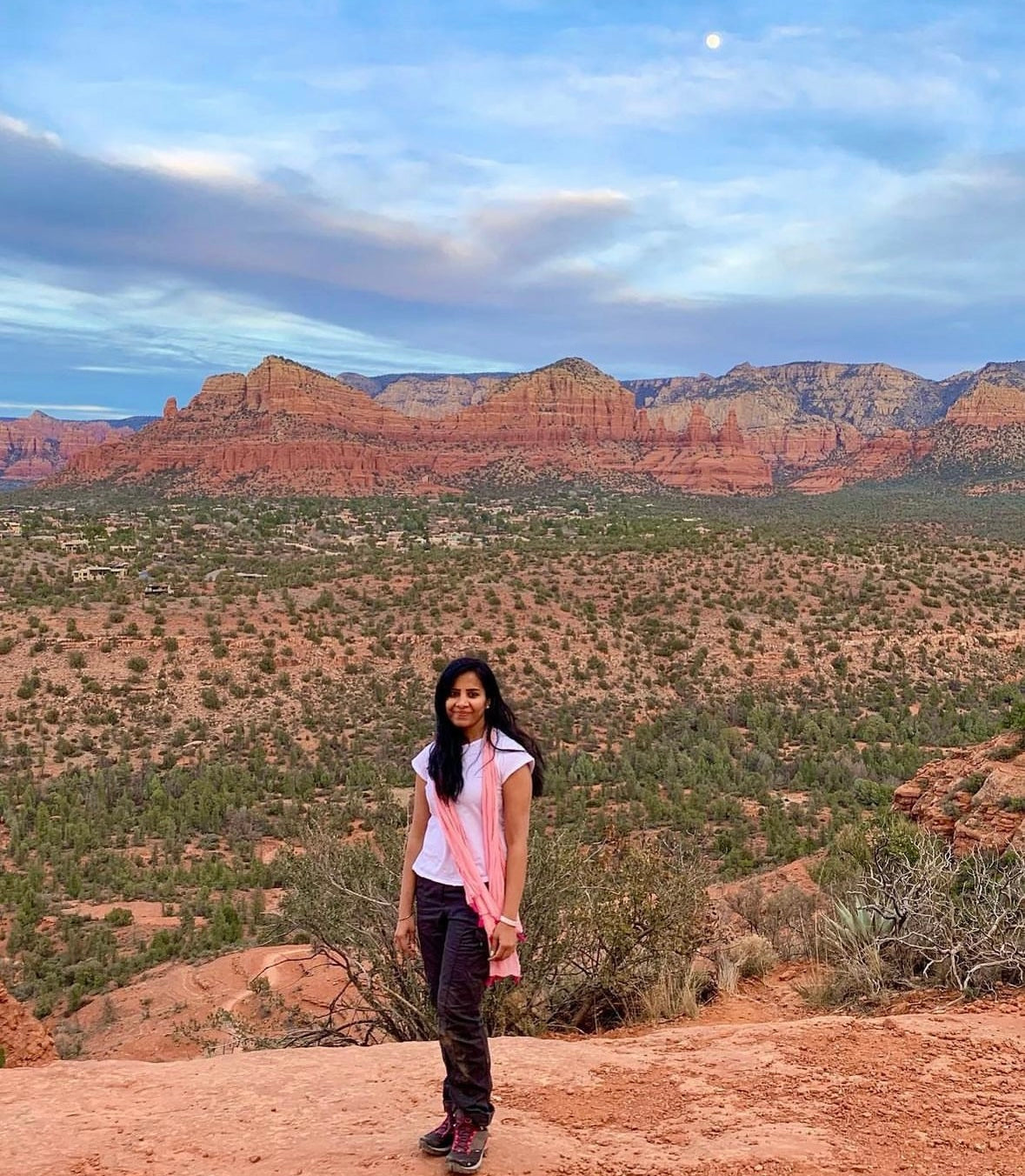 Divya Natur Artist in Sedona during a moon rise