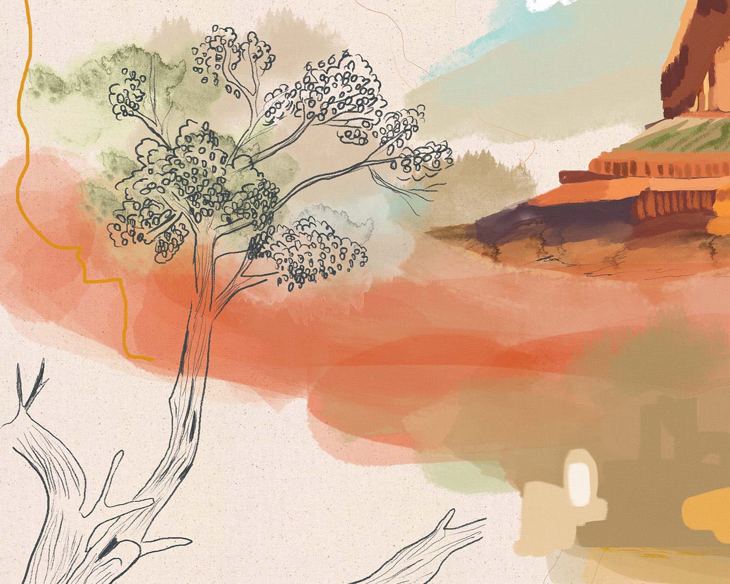 Handmade digital painting capturing the quiet strength of the desert.
