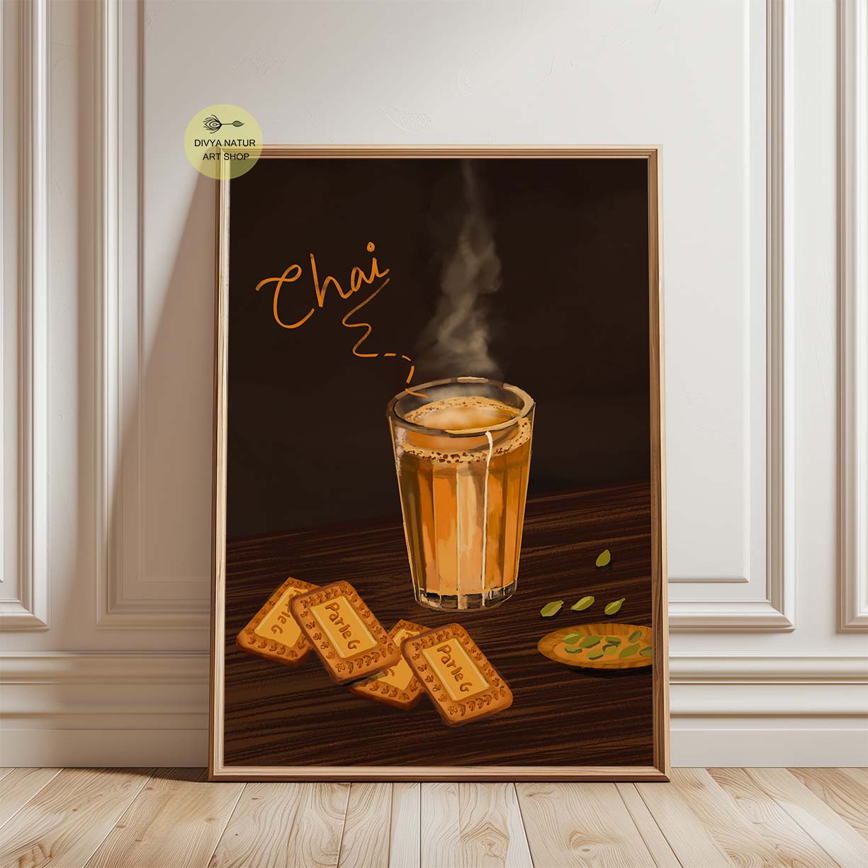 Vibrant Indian chai art print for home decor enthusiasts.