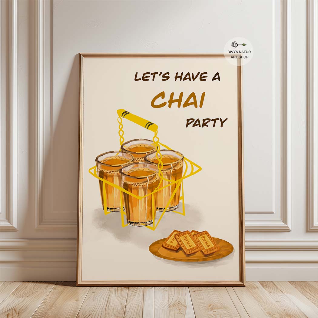 Handcrafted artwork celebrating chai time with family or friends.