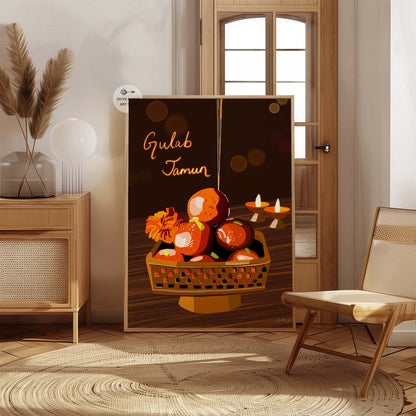 Artistic representation of Gulab Jamuns, a classic Indian sweet