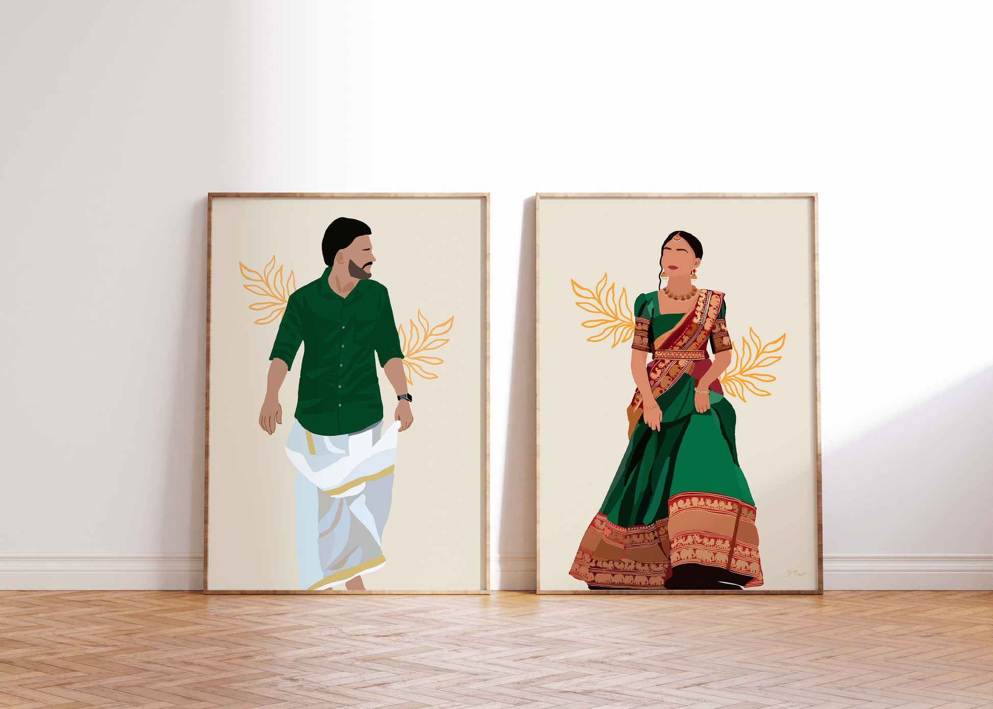 Elegant Indian saree artwork for cultural spaces.