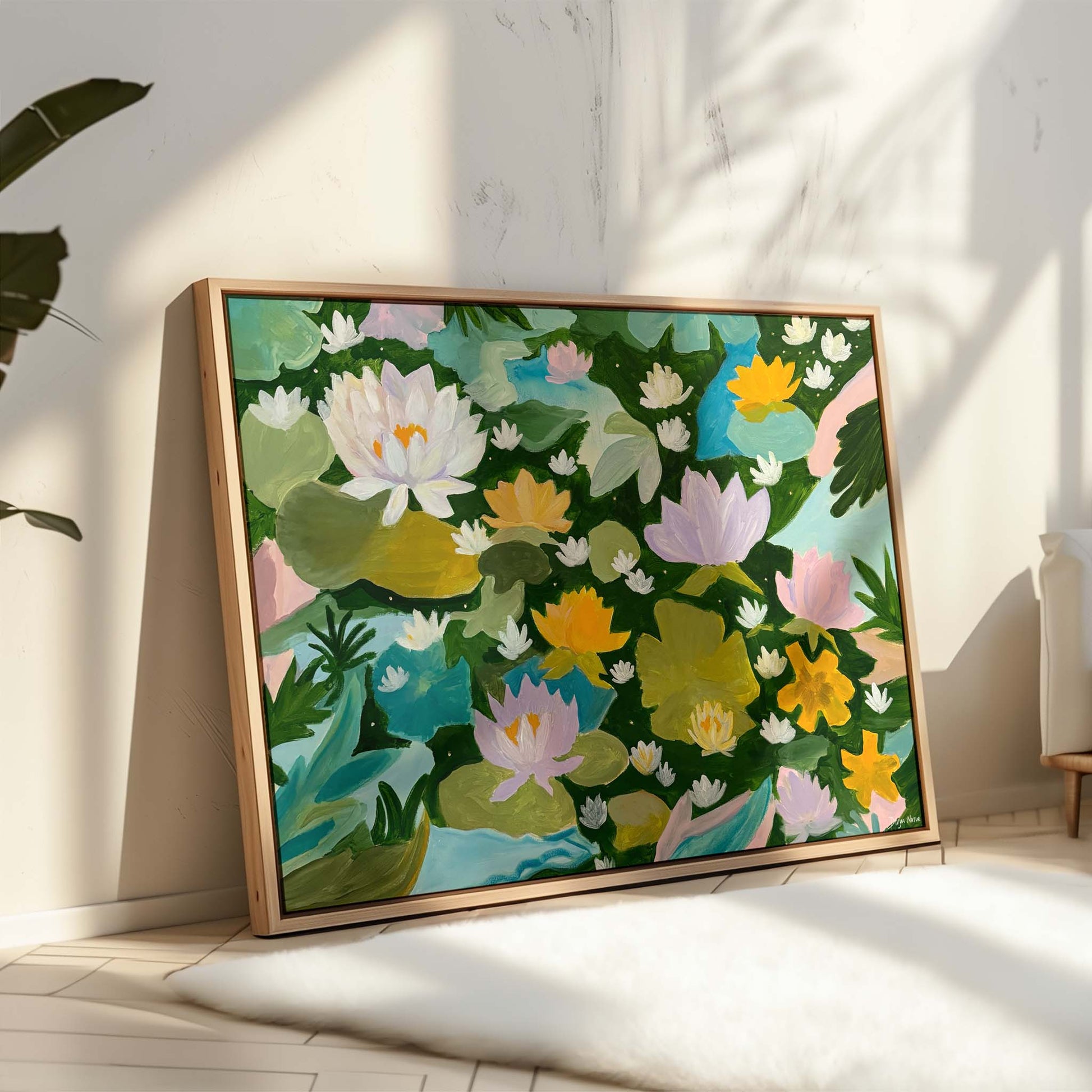 Handcrafted lotus flower print - capturing every delicate detail of the lotus in full bloom.