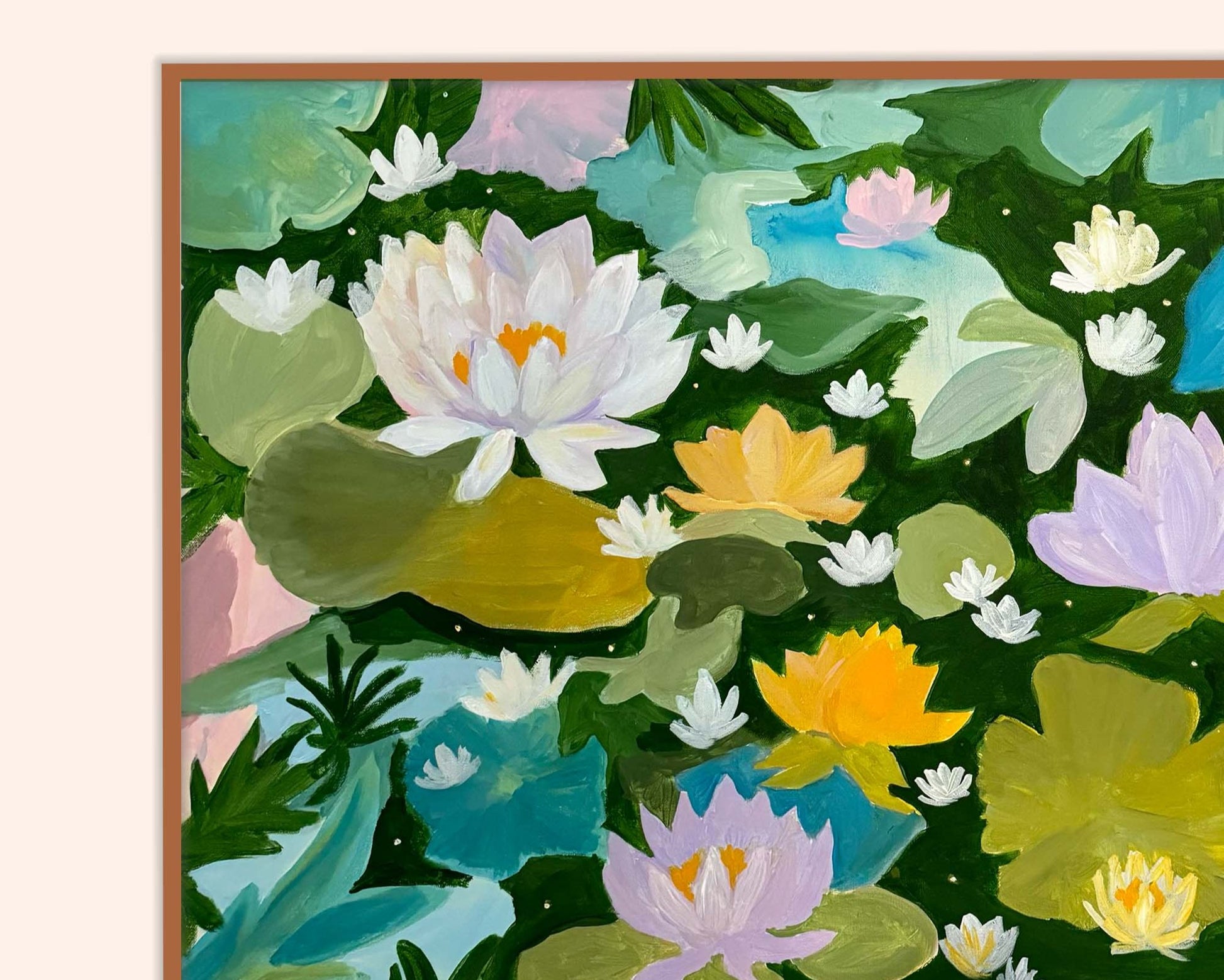 Full Bloom water lilies painting