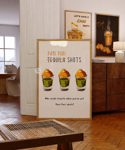 Fun and modern Pani Puri illustration for kitchen decor.