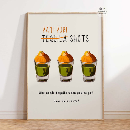 Vibrant artwork of Pani Puri Tequila Shots for food lovers.